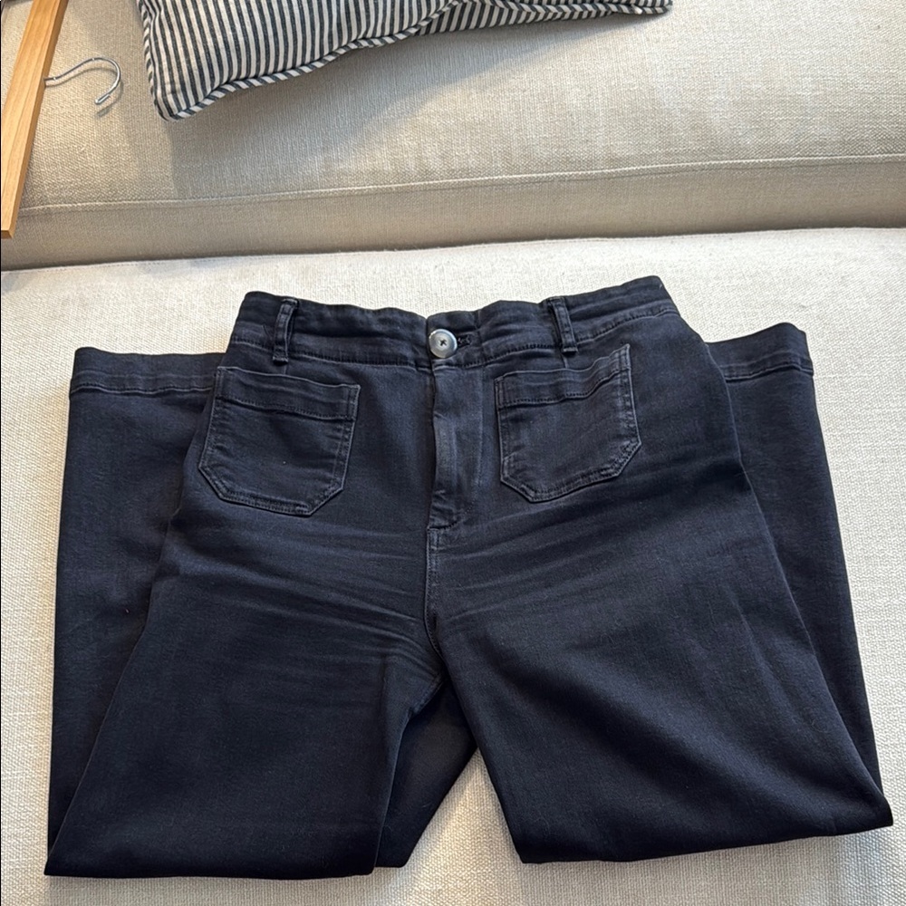 Anthropologie Pilcro Black Colette Wide-Leg Crop Jeans - Picture 2 of 7